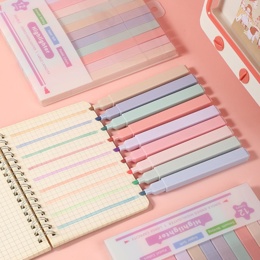Double Headed Highlighter Pens - Pastel Highlighter Set Double Ended ulasan dan harga