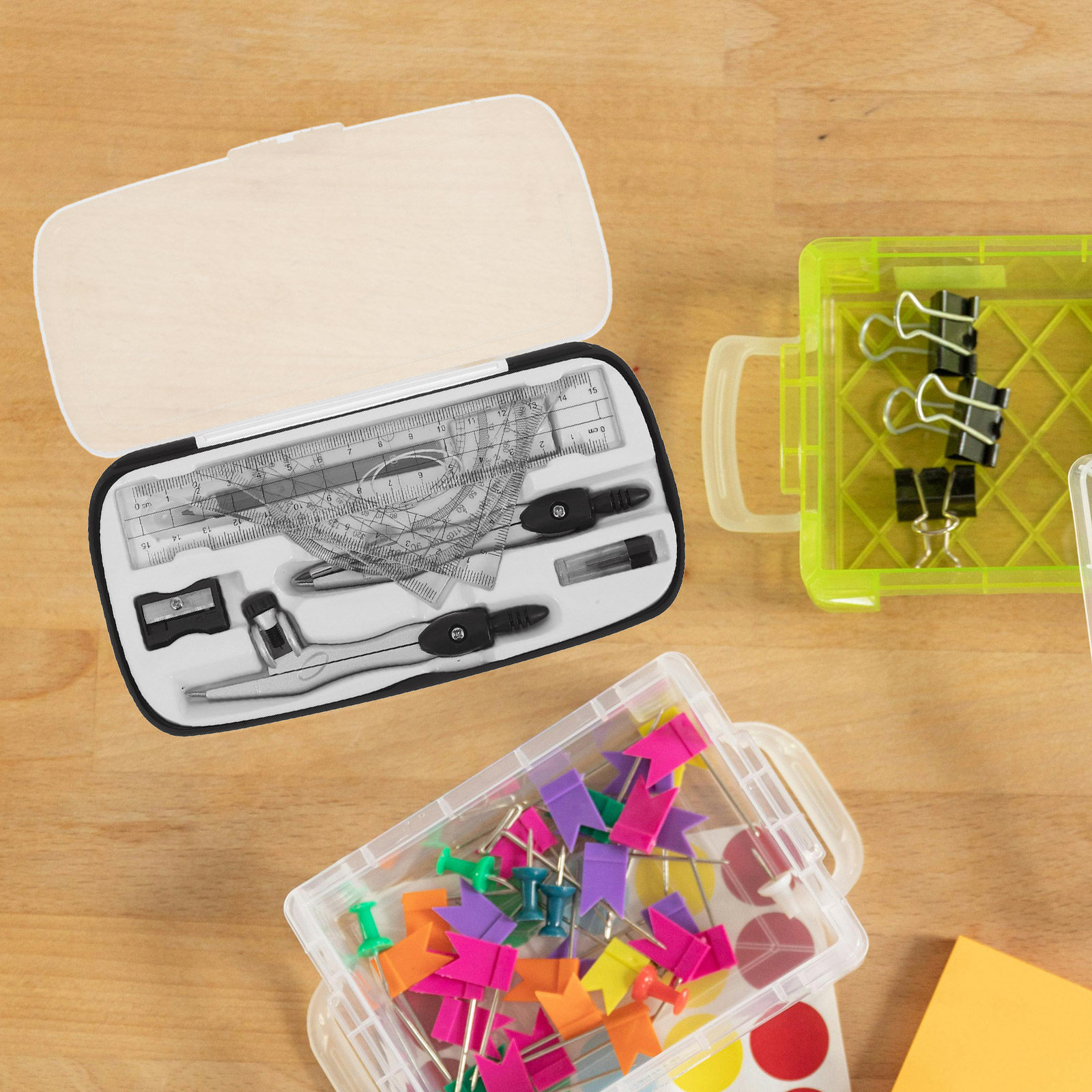 1Set Geometry Drawing Set with - Math Geometry Set With Compass ulasan dan harga